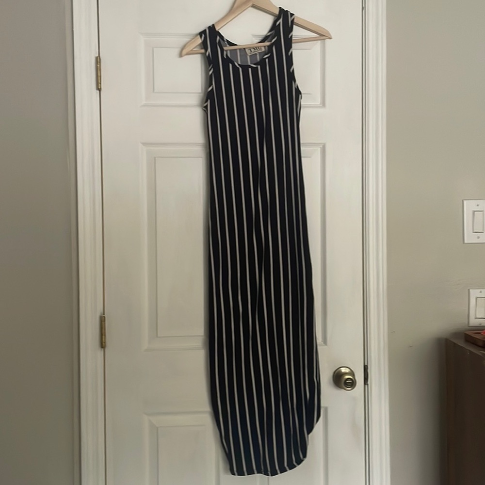 Pinned Stripe Maxi Dress (Tight w/ Stretch)